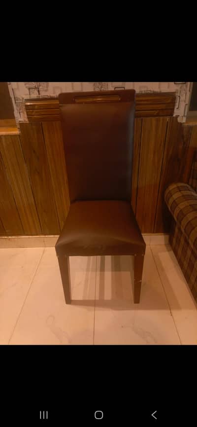 Elegant Brown Dining Chair | Leather Cushion | Wooden Frame