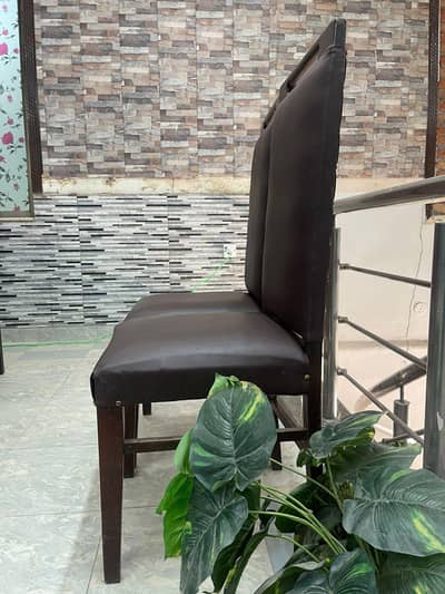 Elegant Brown Dining Chair | Leather Cushion | Wooden Frame