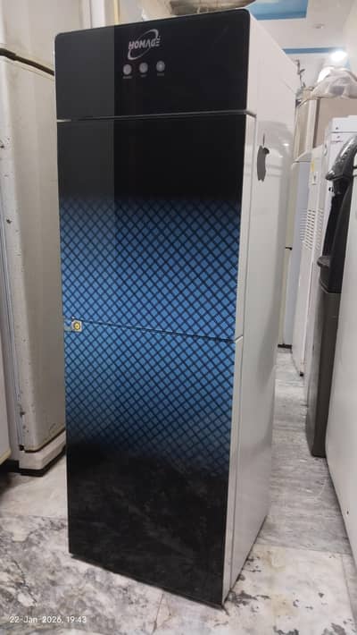 Homage Glass door water dispenser with mini fridge