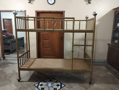 Strong Metal Double Bunk Bed | 2-in-1 Convertible Bed with Wooden Base