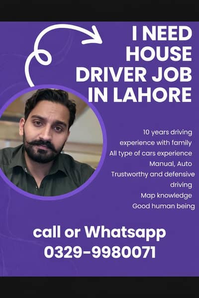 Need Driver Job In Lahore