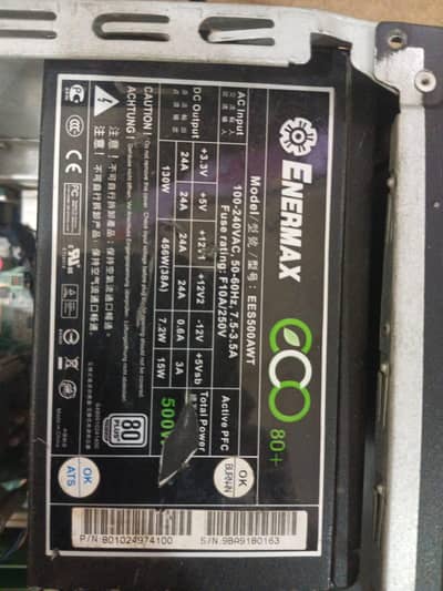 Enermax 500watt 80 plus PSU with 2 6 pin connector