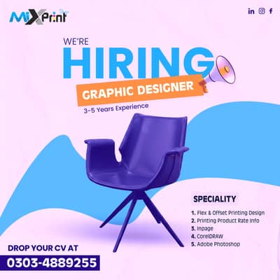 Graphic Designer Required | Printing Experience | 3–5 Years | Lahore