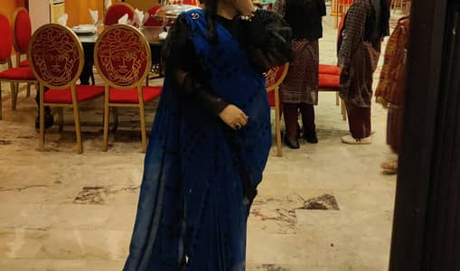 Georgette saree with tissue fabric blouse