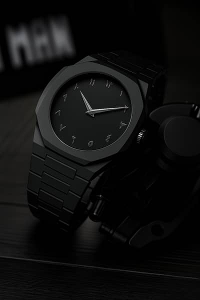Arabic Dial Aura Watch for Men – Black Stainless Steel | New
