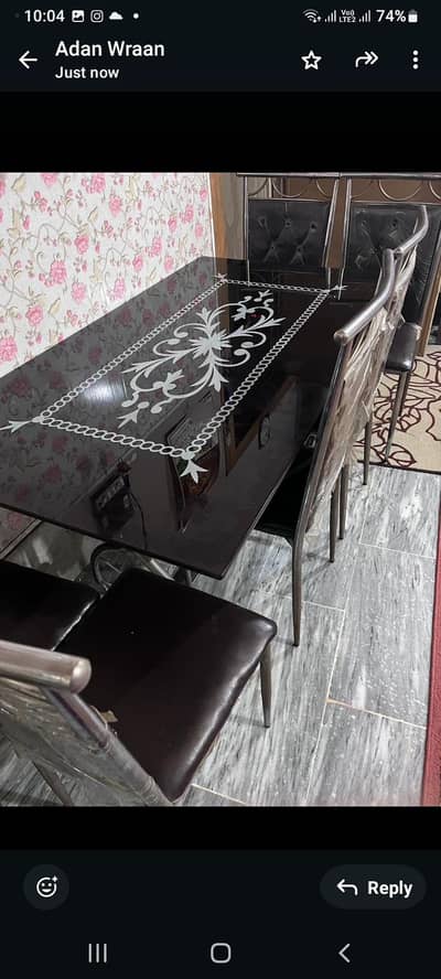 5x3 Feet Glass Dining Table Set – Like New Condition 10/10 quality