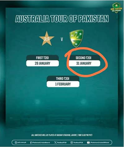 tickets of Pakistan vs Australia 2nd T20