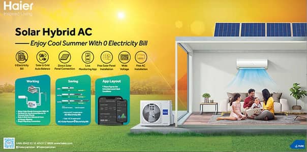 Haier Solar Hybrid AC 1.5-Ton DC Inverter AC with Solar Plates