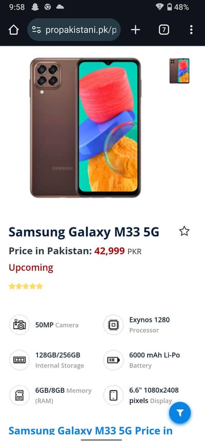 Samsung M33 5G 6GB 128GB  no any issues