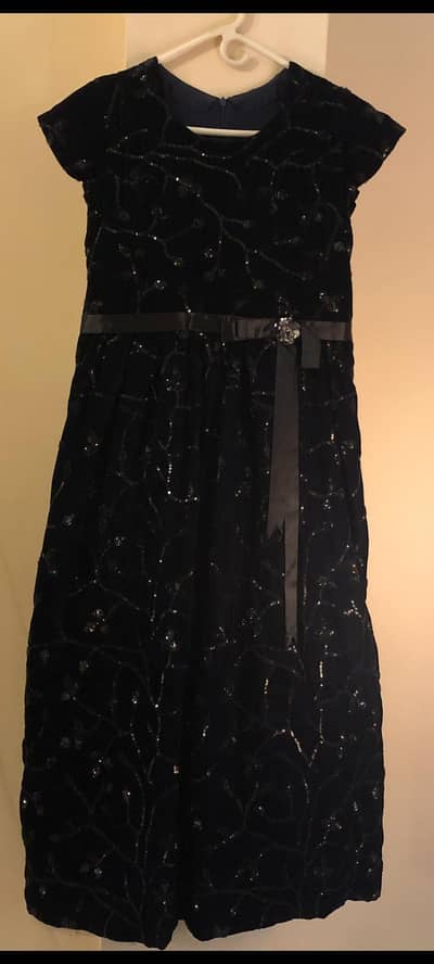 embroidered velvet maxi  with embellishment navy blue colour