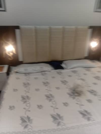 lamps wooden bed with side tables