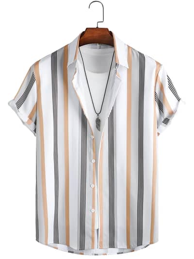 beautiful article ,striped casual shirt ,cuban coller relaxed