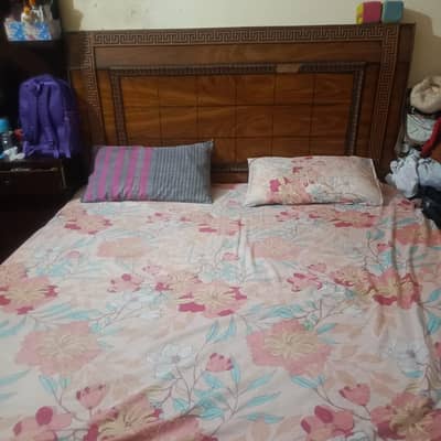 king size bed with  mattress & 2 side tables
