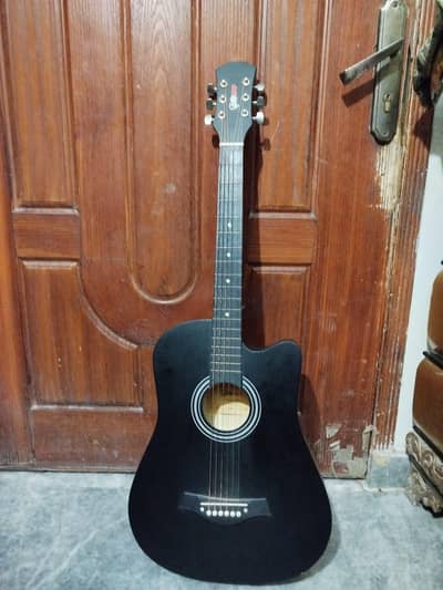 Premium Black Acoustic Guitar [Guitar Wood] - Full Accessories Kit