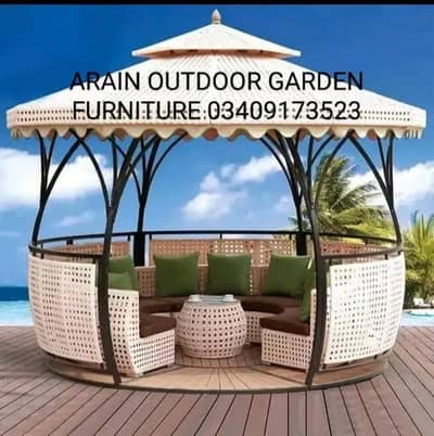 Gazebo and Round outdoor furniture