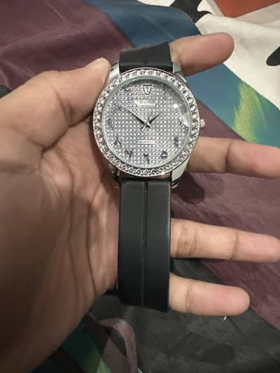 Tevise Luxury Iced-Out Watch | Silver Arabic Dial | Premium Quartz