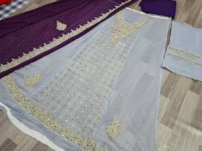 bridal maxi unstiched 3 pc full hand work 03082499785