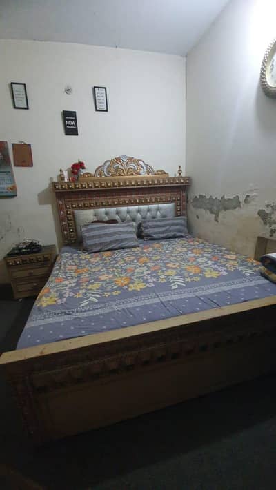  King Size BED with Mattress , 2 Side Tables, 1 Dressing 1 Showcase