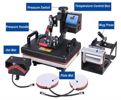 Heat Press 5 in 1 Combo Tshirt Mug Caps Keychains printing Machine
