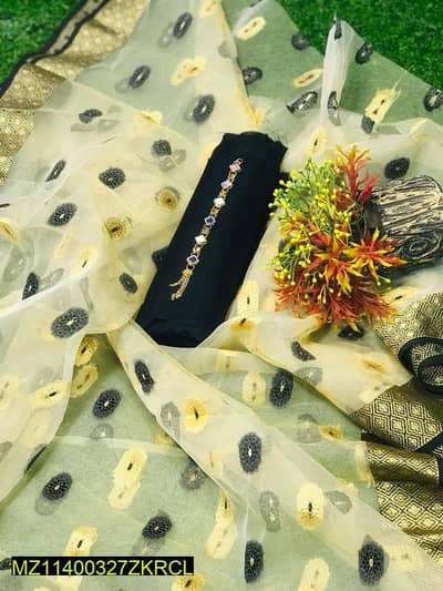 3 PCs women unstitched suit