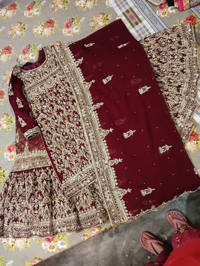 Lehenga Farshi For Bridal | New Condition | Blood Red Color Lehnga