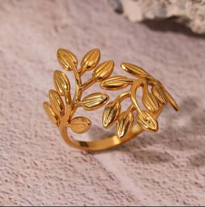 Golden Olive Leaf Adjustable Ring
