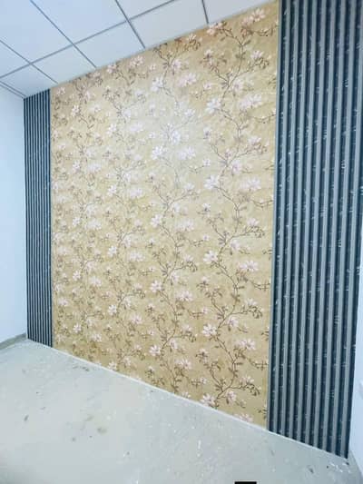 Pvc panelling. Pvc Wallpaper. Blinds. Wooden & vinyl flooring. Ceiling