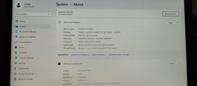 HP Elite book Core i5 6th generation G3