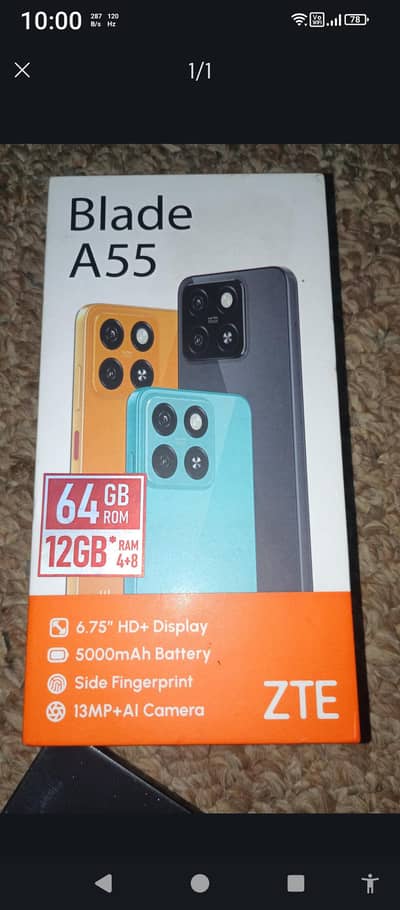 ZTE BLADE, A55,  12/64 gb, pta approved. 5000 mah