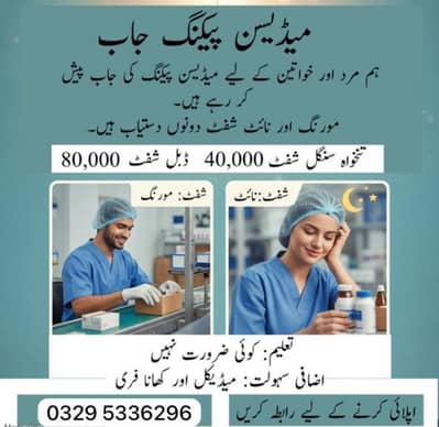 urgent staff required morning + night shift medicine packing job