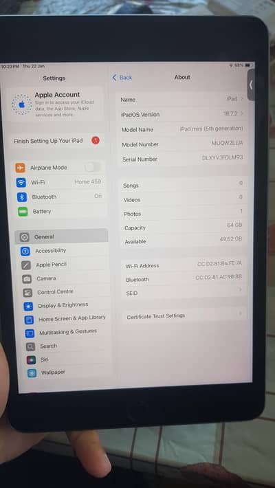 ipad mini 5th genration 03044942631 64gb total k geniun orignal