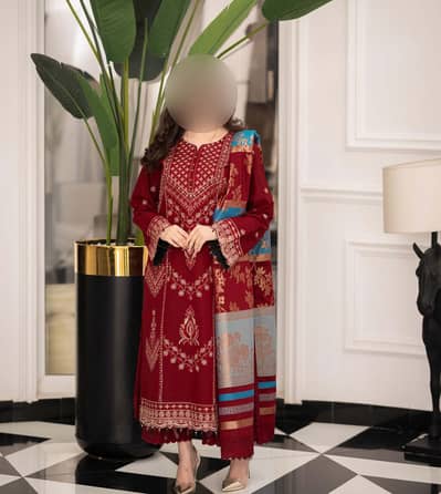 Dhanak Suit with Wool Printed Shawl 37D