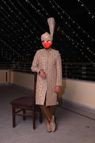 groom sherwani with shoes and turban