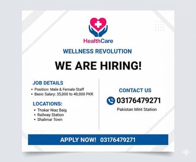 “Join HealthCare Wellness Revolution – Hiring Male & Female Staff!”