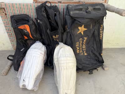 Cricket kit bags and pads