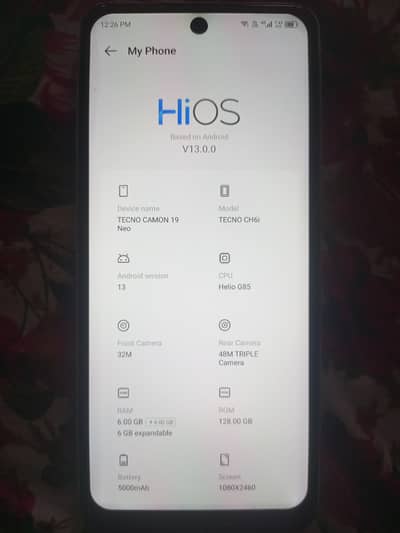 tecno camon 19 neo 6/128 5000mh battery  condition see in pic