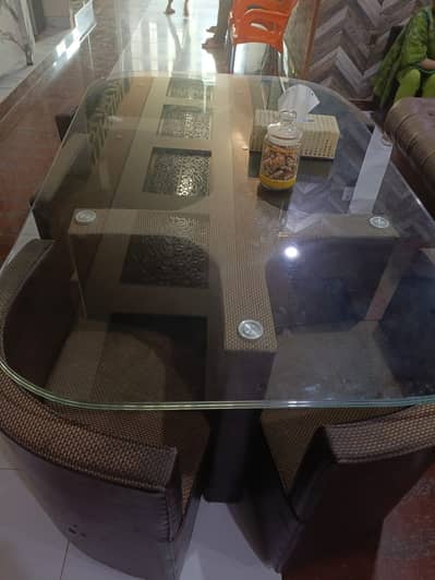 6 seater dining table with glass top