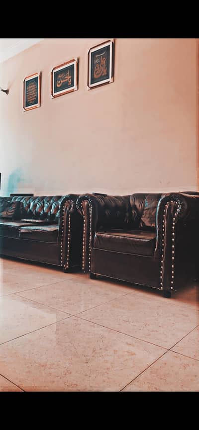 Pure Leather Sofa Choclate Brown 5 Seater