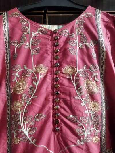 beehtree fully embroidered 3 piece dress