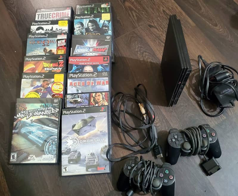Slim Playstation 2 with 2 controllers US variant Bundle package ...