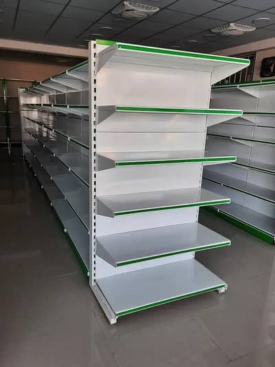Double sided rack , Pharmacy racks , Super store rack , warehouse rack