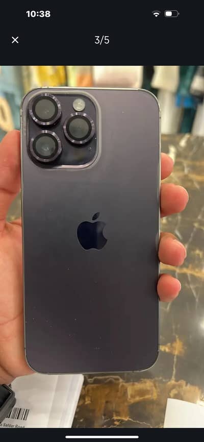 I phone 14 pro Max Codition 10 by 10 Prple Clr 256 Gb 4 month Sim work