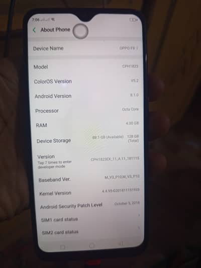 oppo f9 4gb 128 GB . for sale and exchanje