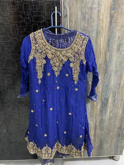 fancy party wear Blue 3 pcs dress for sale  1 time used