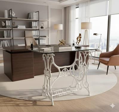 Antique Victorian White Glass Console Table – Handcrafted Elegance