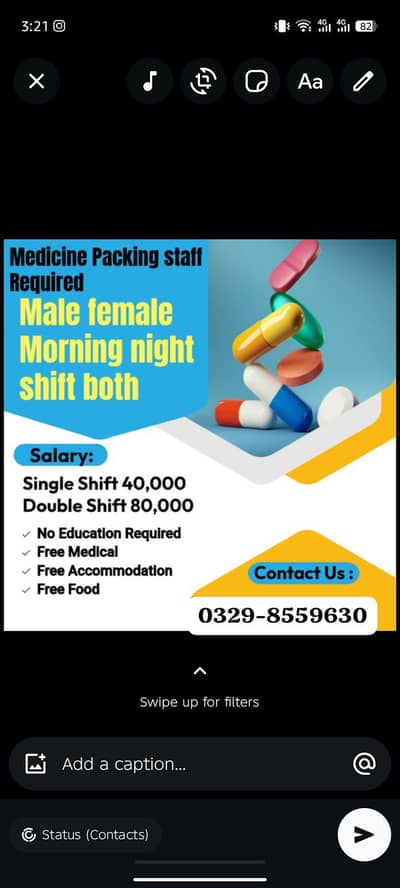 Medicine packing job hiring staff  Urgent hiring male female