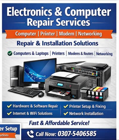 Computer, Printer Repair , Modem, Router & Networking Installation