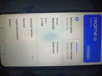 realme c53 6gb 128gb wonderful condition used for only whatsapp and fb