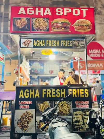 Food cart and deep fryer fries and zinger