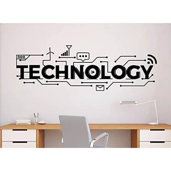 Black Technology Banner Designed Room Wall Sticker 4 x 1.5 feet